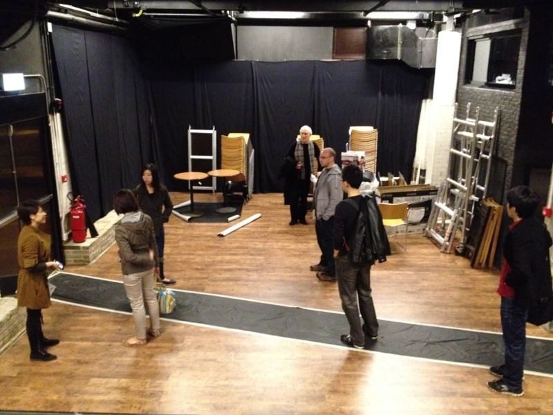 Rehearsal in a black-box theatre in Hong Kong