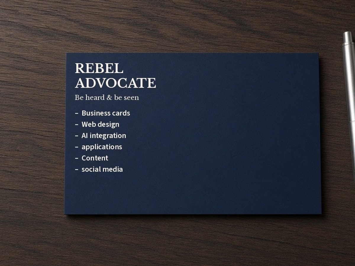 Rebel Advocate card listing business services