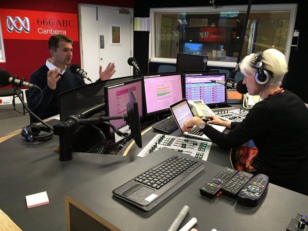 Steven Bailey in an ABC Canberra radio studio